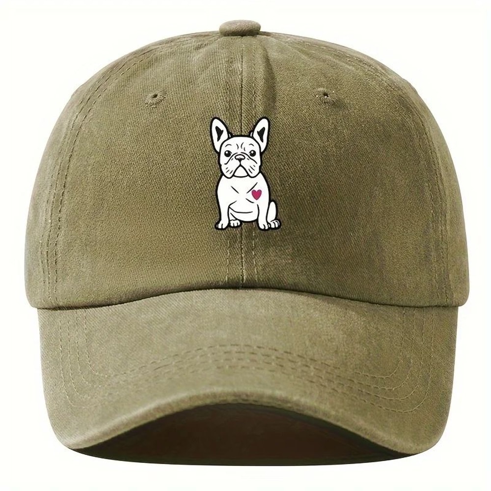 Retro Fighting Dog Graphic Baseball Cap Vintage Outdoor Sports Hat 2