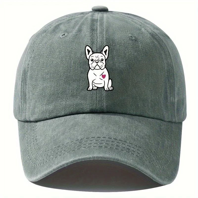 Retro Fighting Dog Graphic Baseball Cap Vintage Outdoor Sports Hat 3