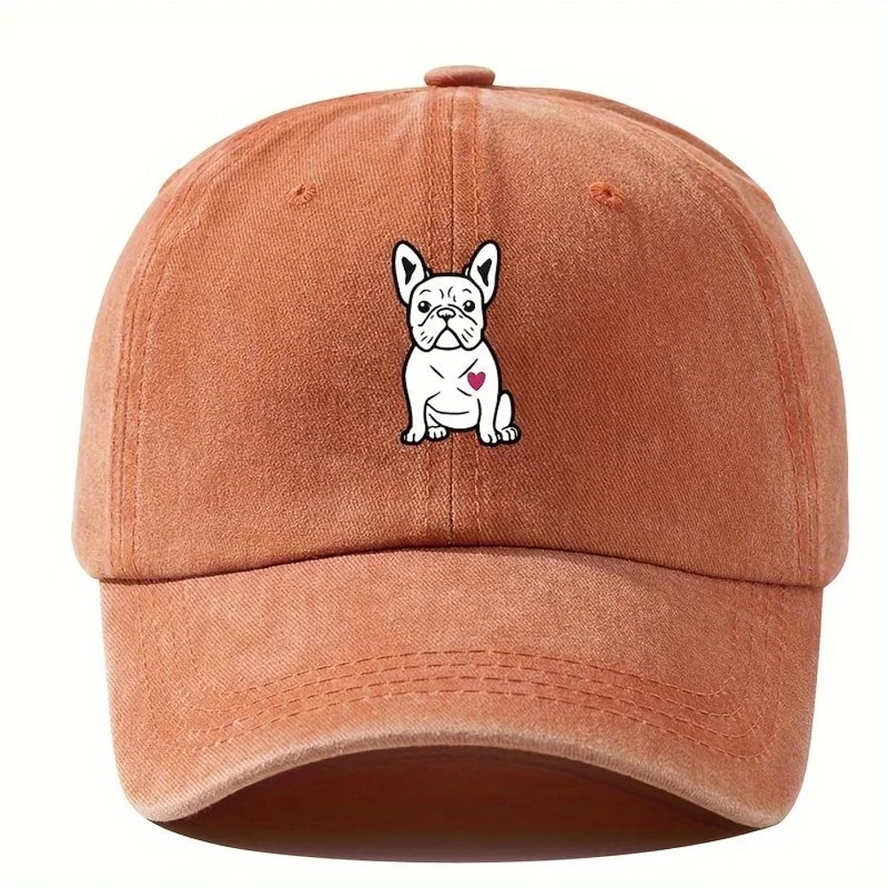 Retro Fighting Dog Graphic Baseball Cap Vintage Outdoor Sports Hat 4