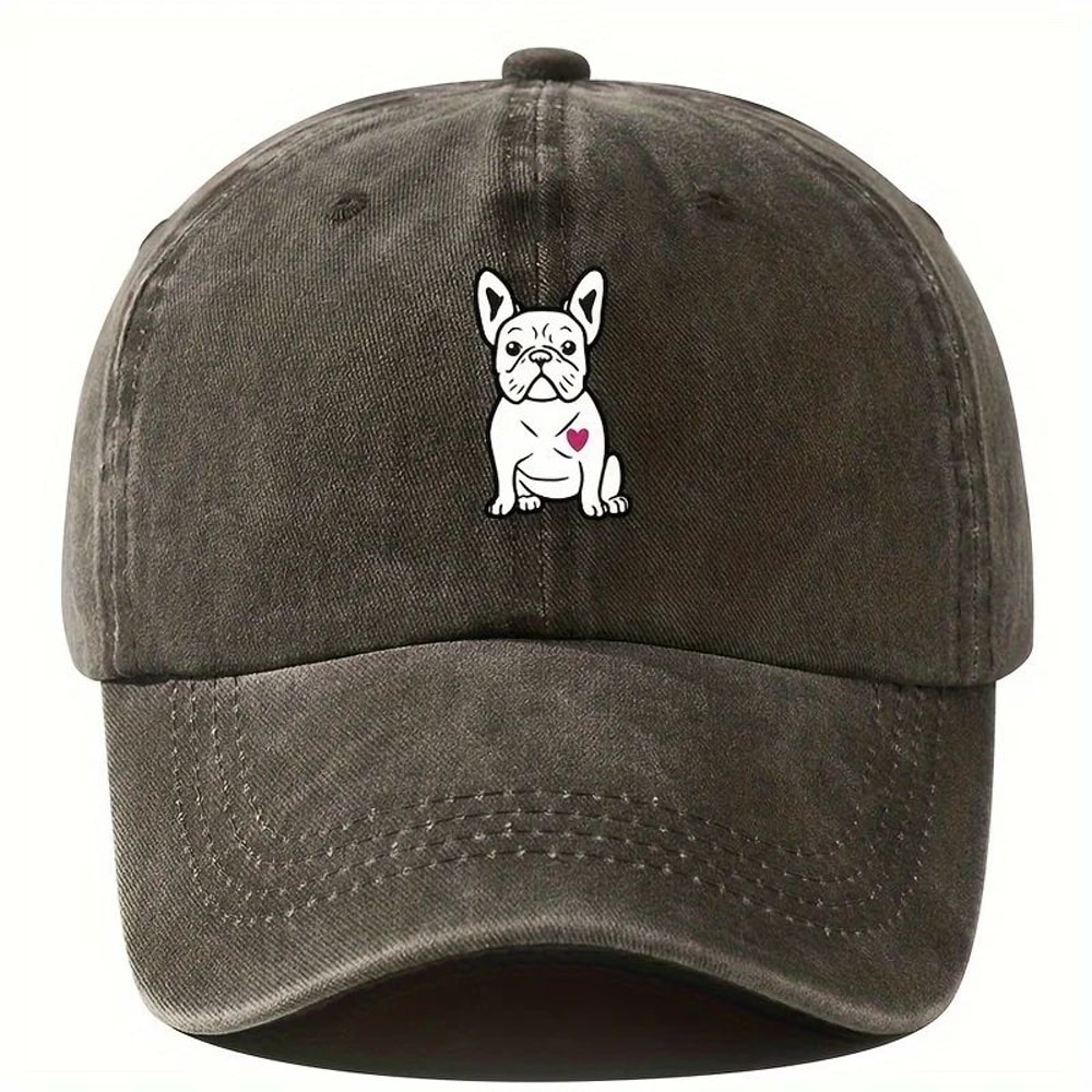 Retro Fighting Dog Graphic Baseball Cap Vintage Outdoor Sports Hat 5