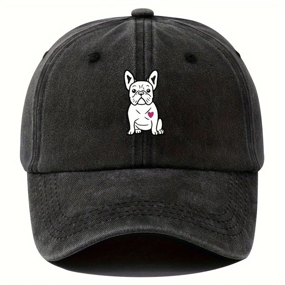 Retro Fighting Dog Graphic Baseball Cap Vintage Outdoor Sports Hat 6