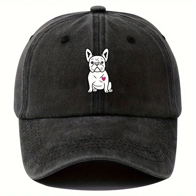 Retro Fighting Dog Graphic Baseball Cap Vintage Outdoor Sports Hat 6