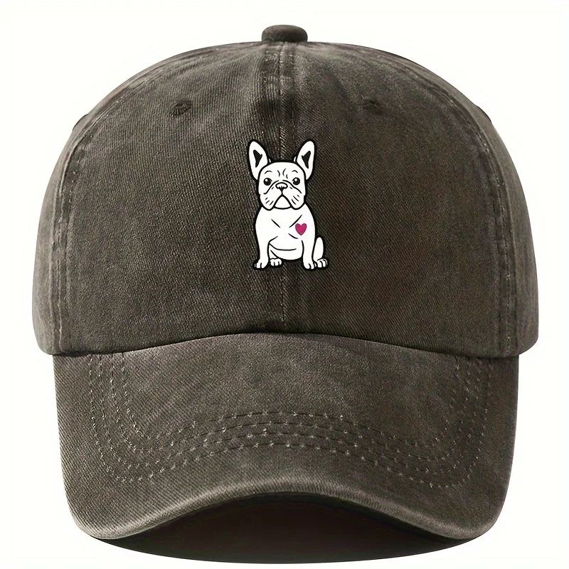 Retro Fighting Dog Graphic Baseball Cap Vintage Outdoor Sports Hat 7