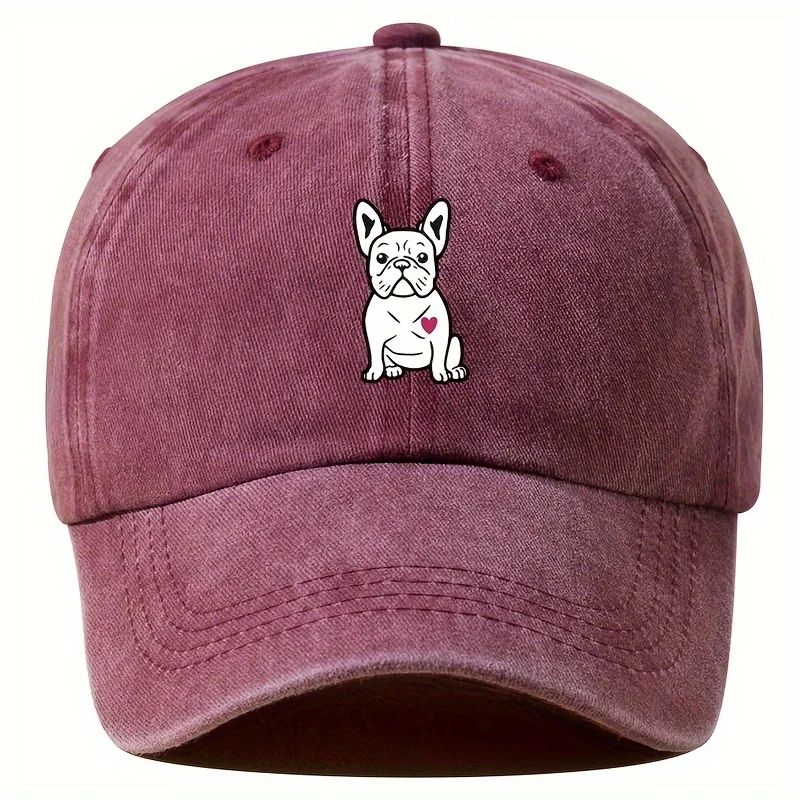 Retro Fighting Dog Graphic Baseball Cap Vintage Outdoor Sports Hat 11