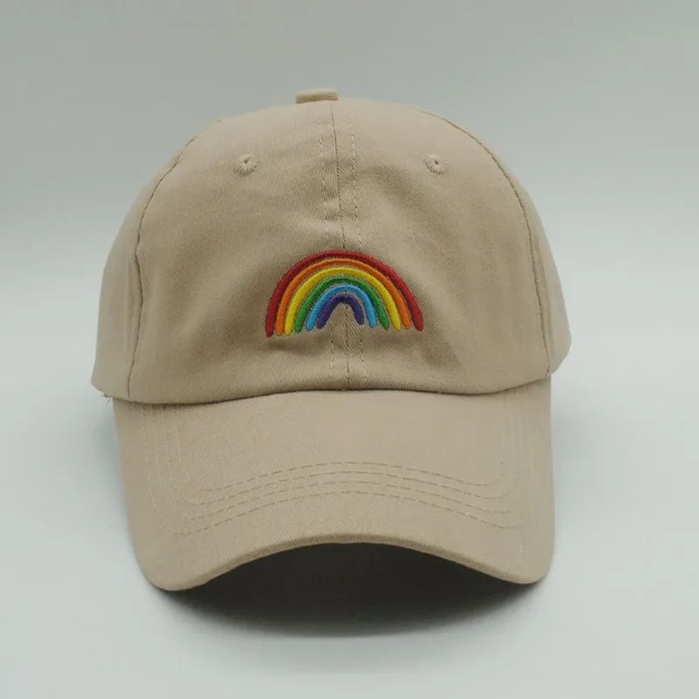 Rainbow Embroidered Adjustable Baseball Cap Unisex Outdoor Sun Protection Hat 2