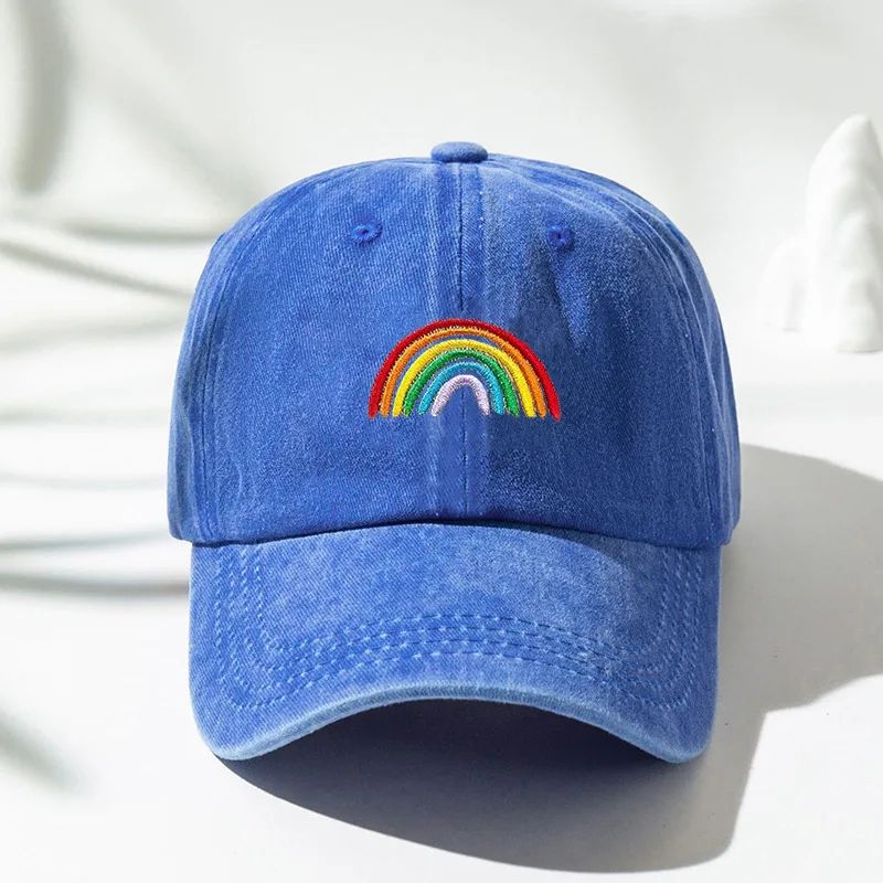 Rainbow Embroidered Adjustable Baseball Cap Unisex Outdoor Sun Protection Hat 7