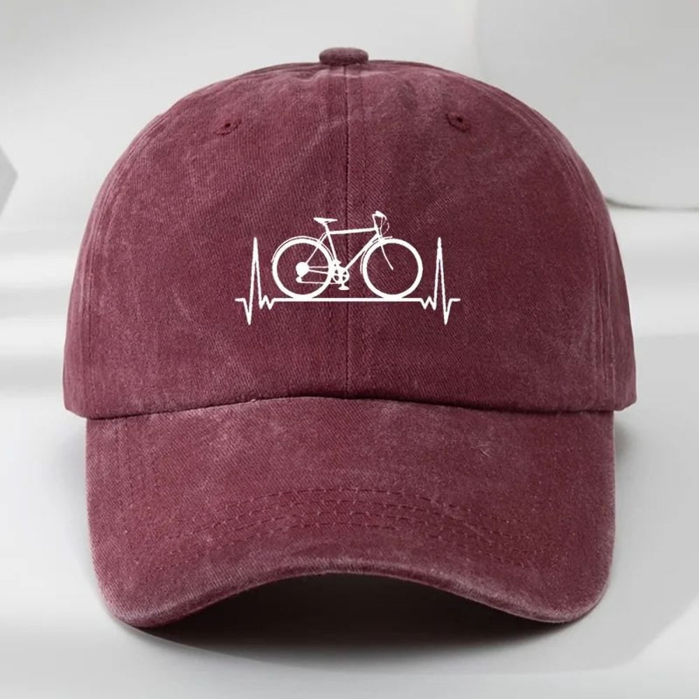 Bicycle Print Outdoor Baseball Cap Adjustable Sun Protection Sports Hat 0