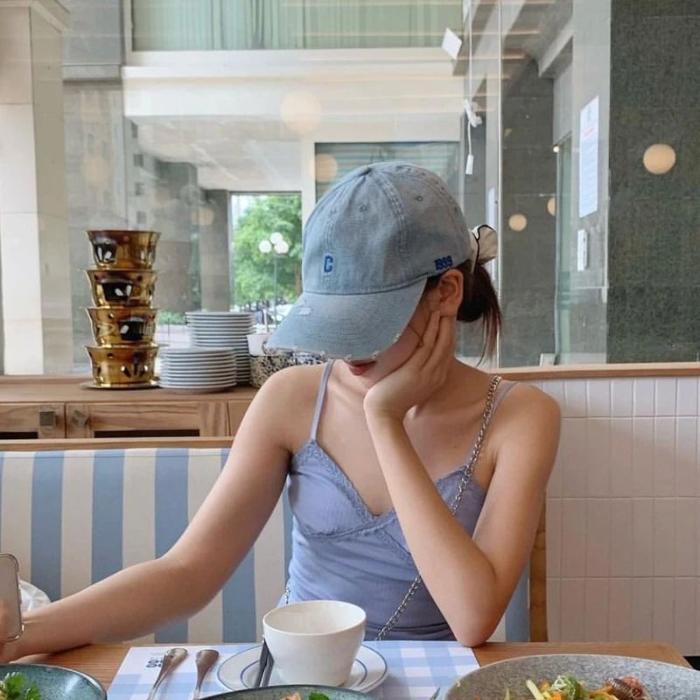 Distressed Denim Baseball Cap For Big Heads Adjustable Korean Duckbill Dad Hat 1