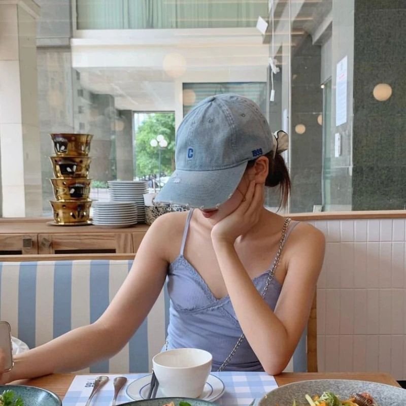 Distressed Denim Baseball Cap For Big Heads Adjustable Korean Duckbill Dad Hat 1