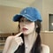Distressed Denim Baseball Cap For Big Heads Adjustable Korean Duckbill Dad Hat 4