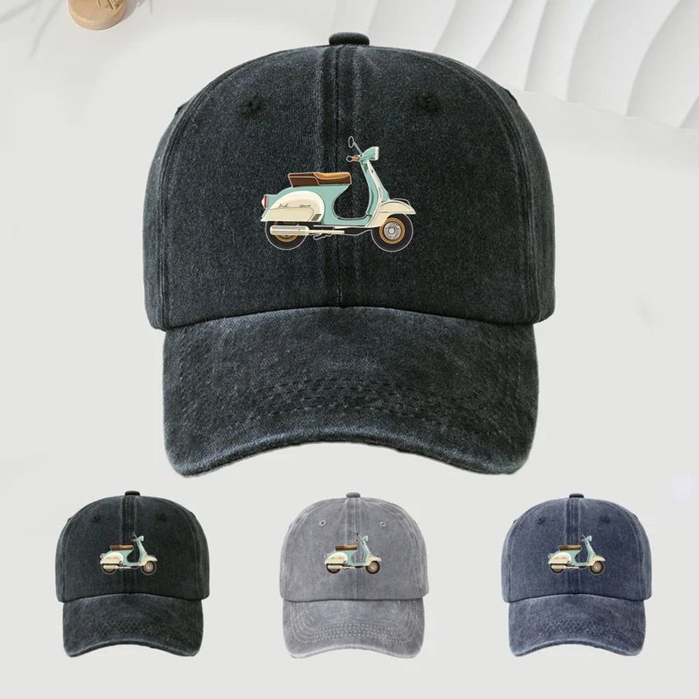 City Motorcycle Print Baseball Cap Stylish Travel Sun Protection Hat 3