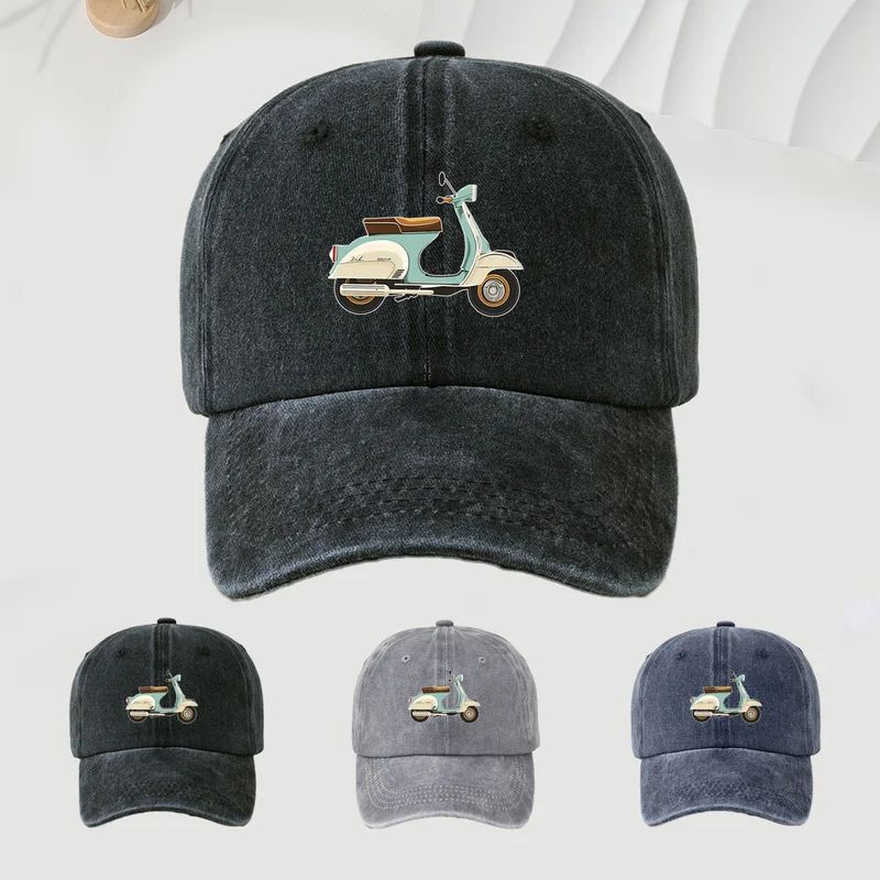 City Motorcycle Print Baseball Cap Stylish Travel Sun Protection Hat 3
