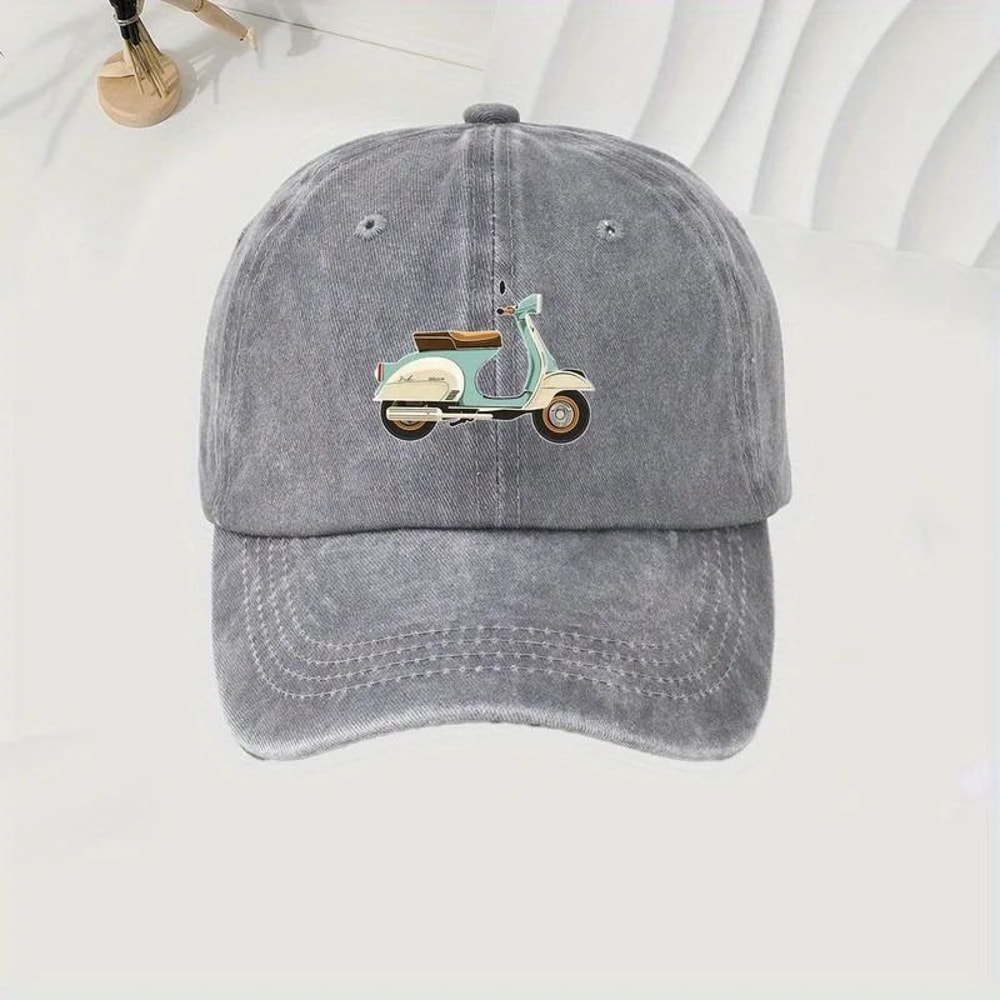 City Motorcycle Print Baseball Cap Stylish Travel Sun Protection Hat 5