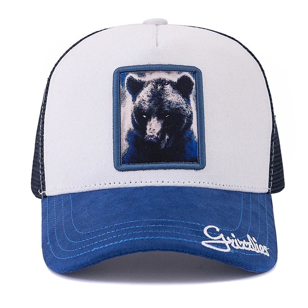 Grizzlies Patch Suede Trucker Hat Adjustable Animal Baseball Cap For Men Women 0
