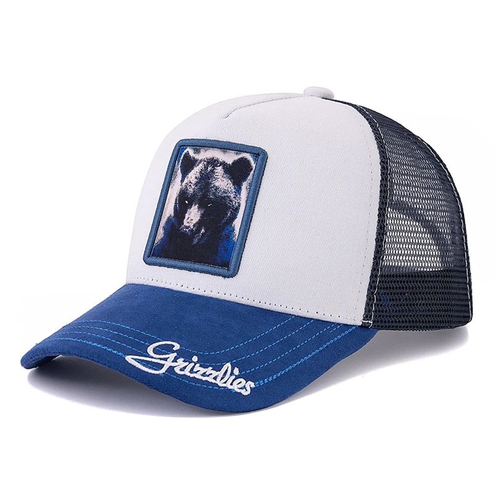 Grizzlies Patch Suede Trucker Hat Adjustable Animal Baseball Cap For Men Women 6