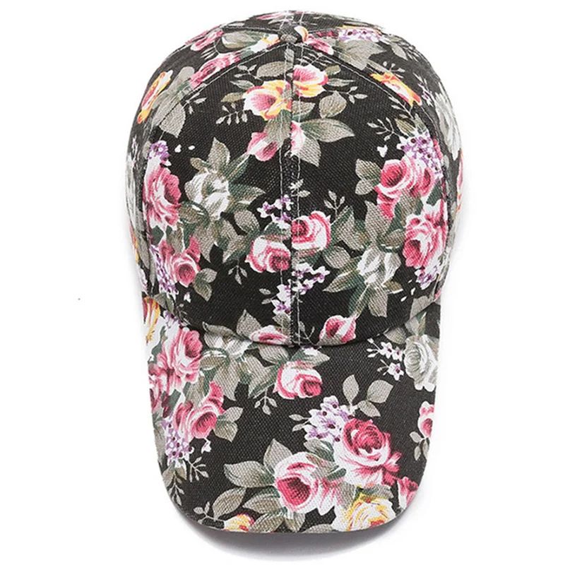 Womens Floral Print Trucker Hat Adjustable Summer Streetwear Baseball Cap 1