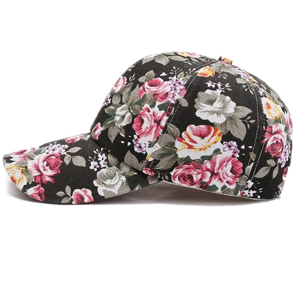 Womens Floral Print Trucker Hat Adjustable Summer Streetwear Baseball Cap 2