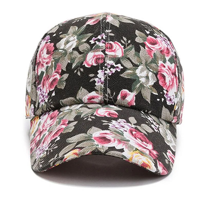 Womens Floral Print Trucker Hat Adjustable Summer Streetwear Baseball Cap 4
