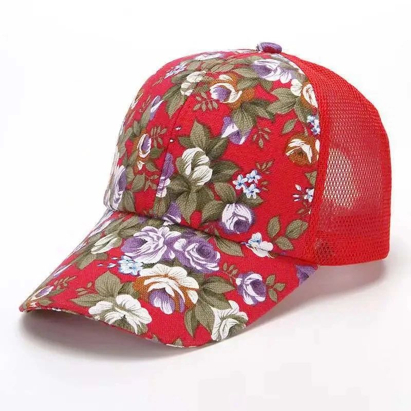 Womens Floral Print Trucker Hat Adjustable Summer Streetwear Baseball Cap 14