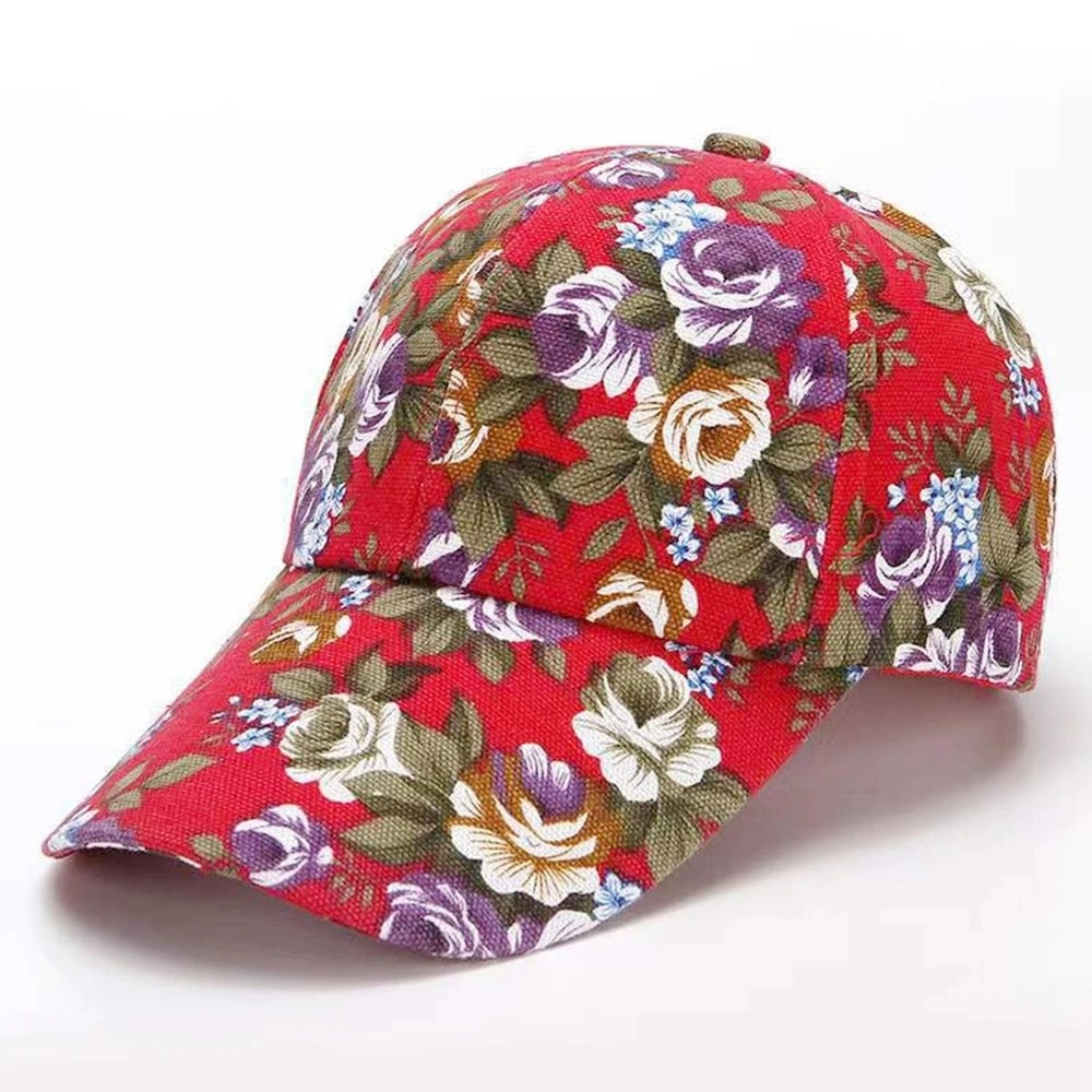 Womens Floral Print Trucker Hat Adjustable Summer Streetwear Baseball Cap 17