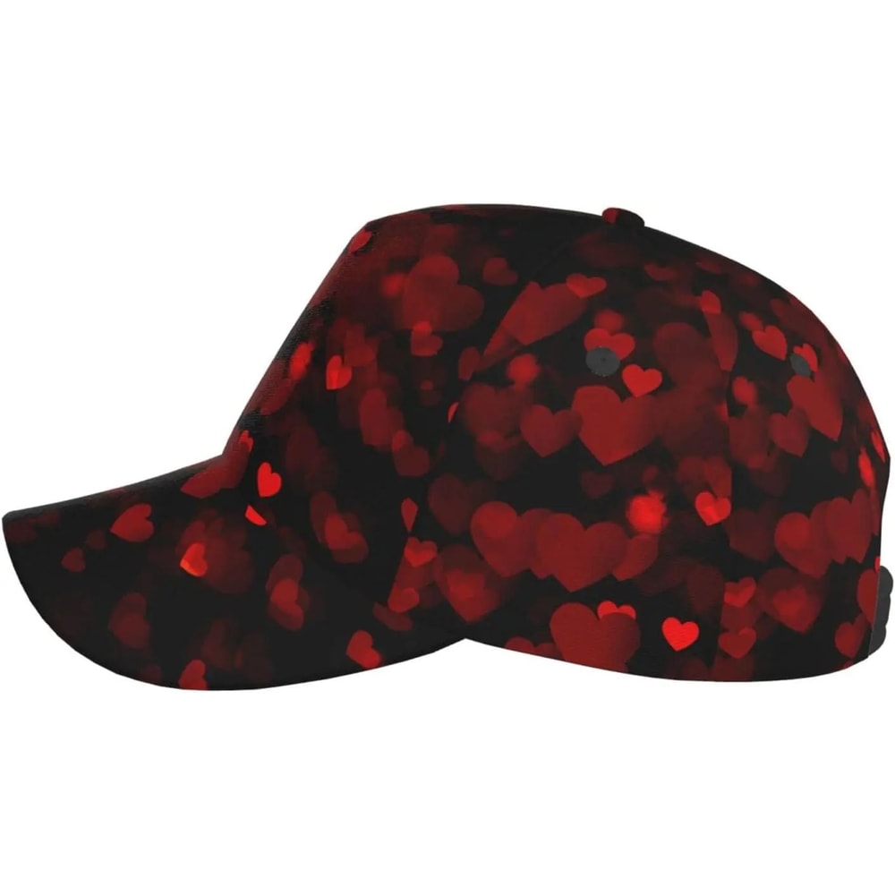 Valentine Hearts Baseball Cap Adjustable Red Romantic Sun Hat For Men Women 0