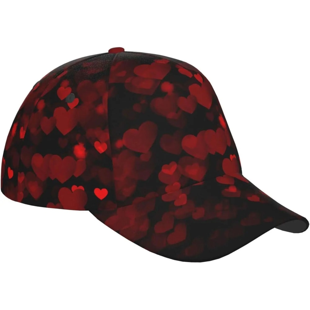 Valentine Hearts Baseball Cap Adjustable Red Romantic Sun Hat For Men Women 5