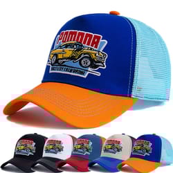 big truck embroidered mesh trucker hat – adjustable summer fishing snapback cap
