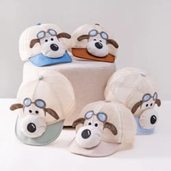kids cartoon dog mesh baseball cap – adjustable summer sun hat for toddlers