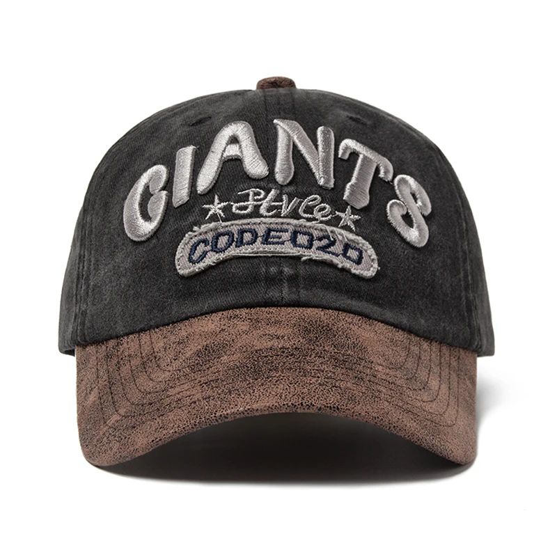 CNTANG PU Leather Letter Embroidered Baseball Cap Adjustable Casual Sun Visor Hat 5