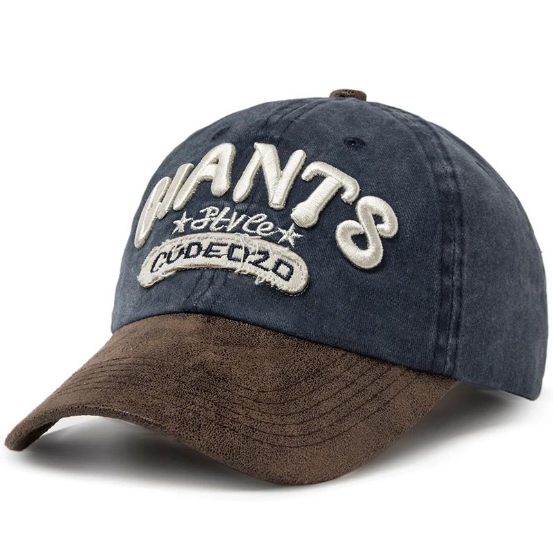 CNTANG PU Leather Letter Embroidered Baseball Cap Adjustable Casual Sun Visor Hat 7