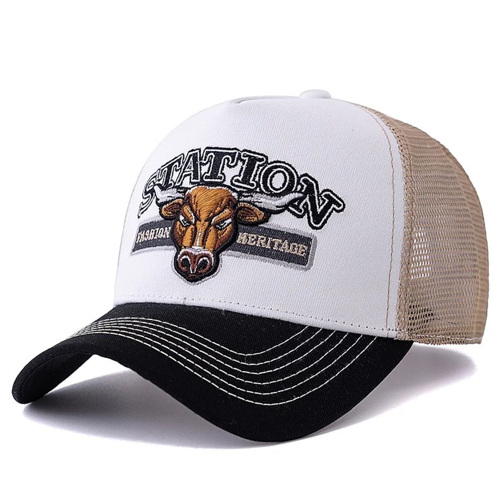 Bulls Head Mesh Trucker Hat Adjustable Snapback Summer Baseball Cap 10