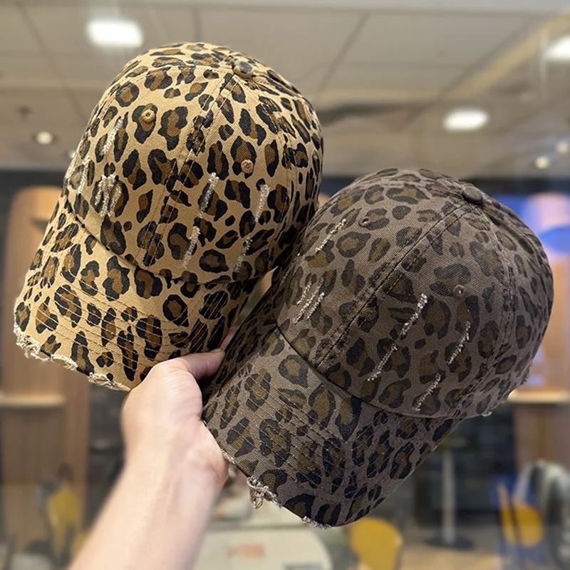 Y2K Leopard Print Baseball Cap Adjustable Trendy Summer Hat For Women 2
