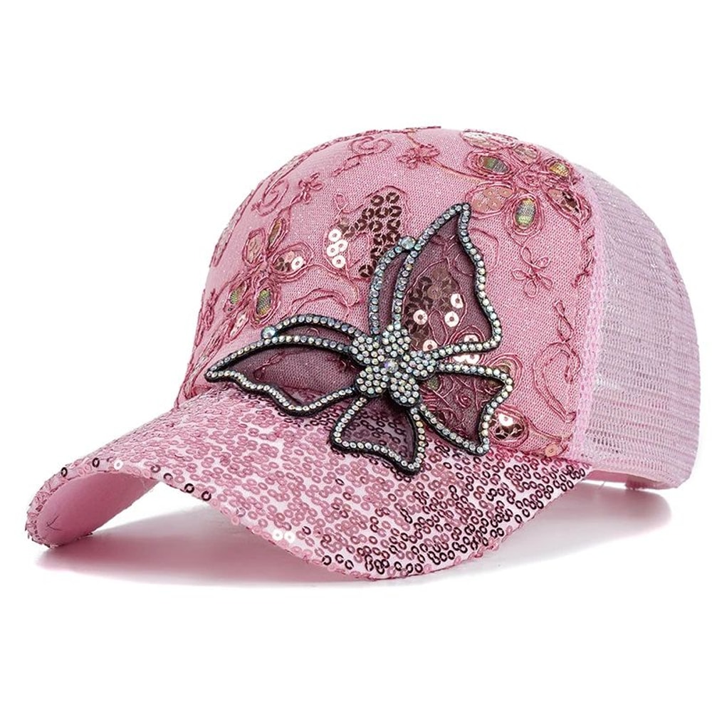 Butterfly Flower Pendant Baseball Cap Adjustable Womens Streetwear Summer Trucker Hat 6