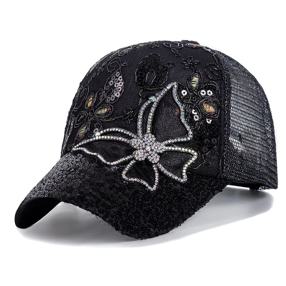 Butterfly Flower Pendant Baseball Cap Adjustable Womens Streetwear Summer Trucker Hat 8
