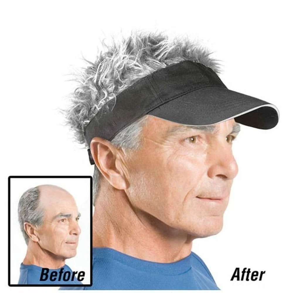 Spiked Hair Visor Cap Adjustable Sun Visor Hat With Realistic Fake Hair 1