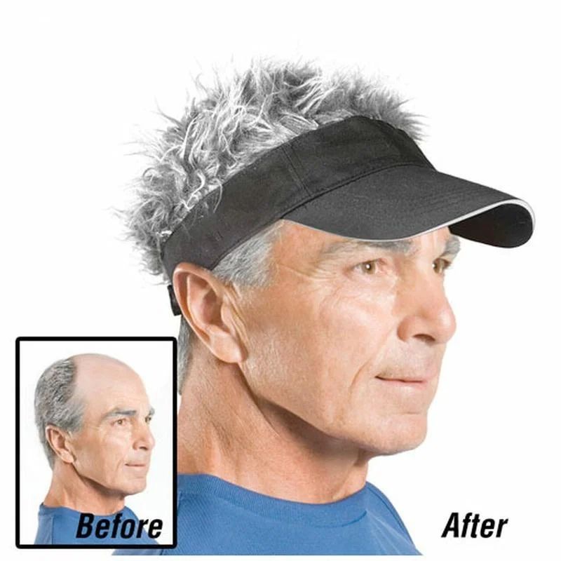 Spiked Hair Visor Cap Adjustable Sun Visor Hat With Realistic Fake Hair 1