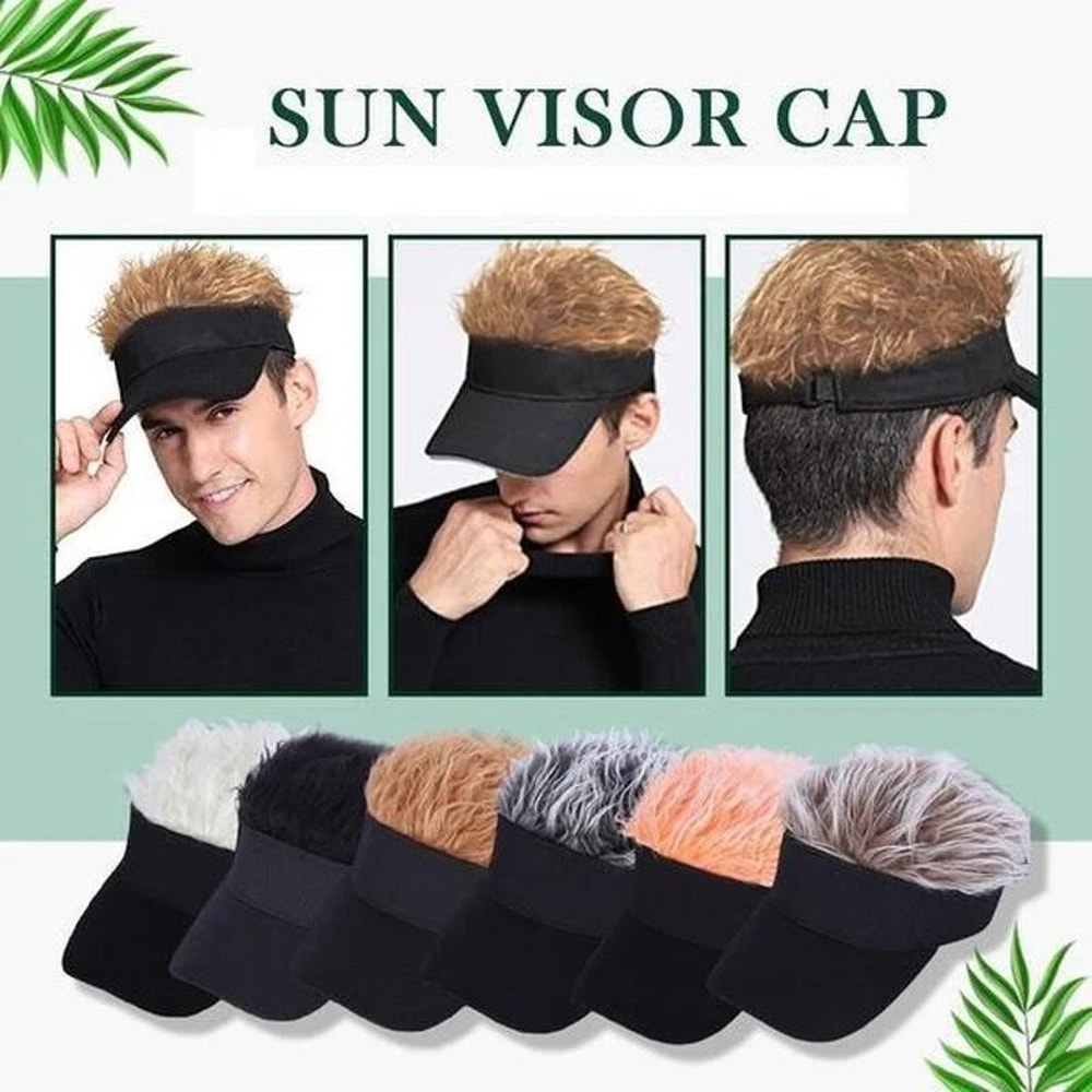 Spiked Hair Visor Cap Adjustable Sun Visor Hat With Realistic Fake Hair 2