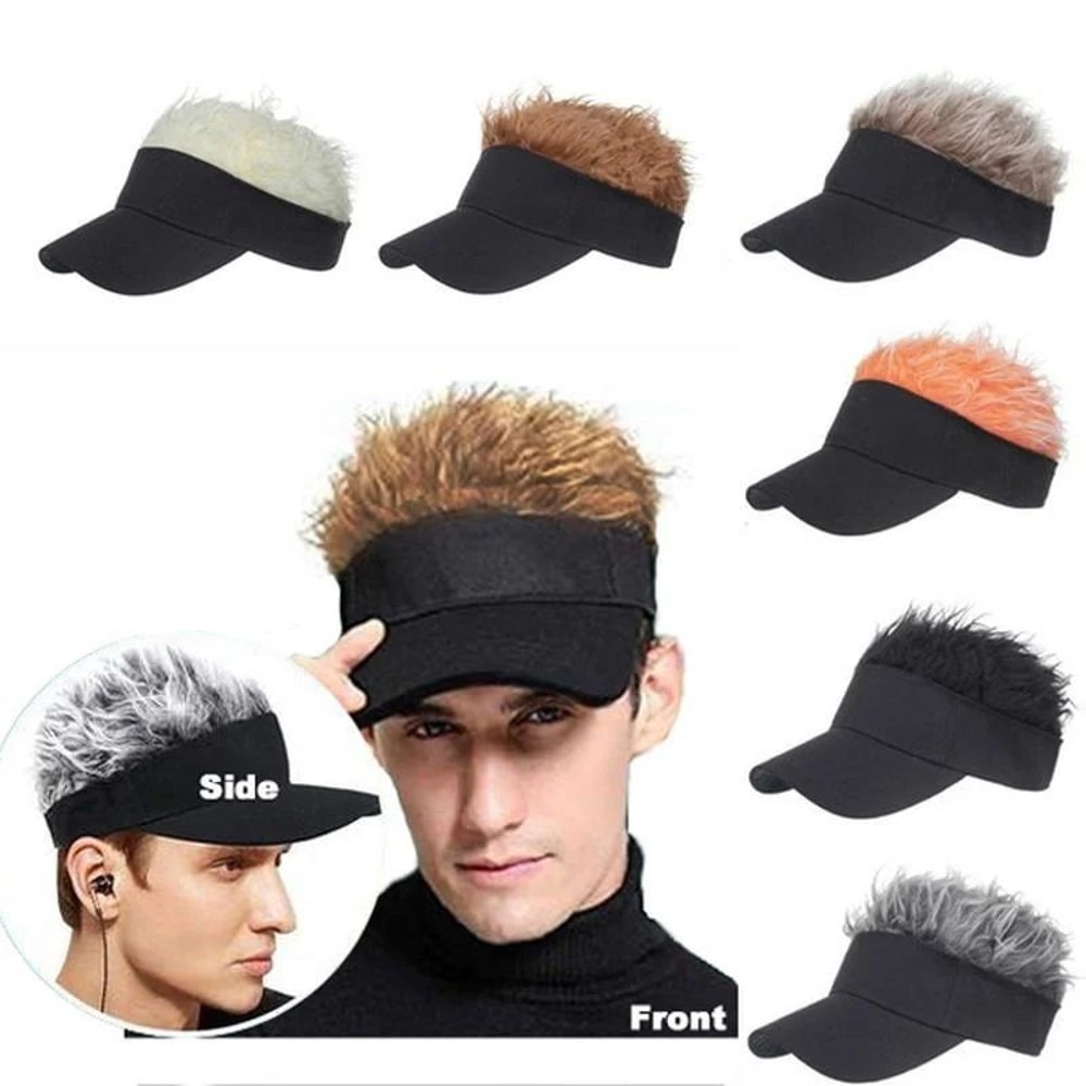 Spiked Hair Visor Cap Adjustable Sun Visor Hat With Realistic Fake Hair 4
