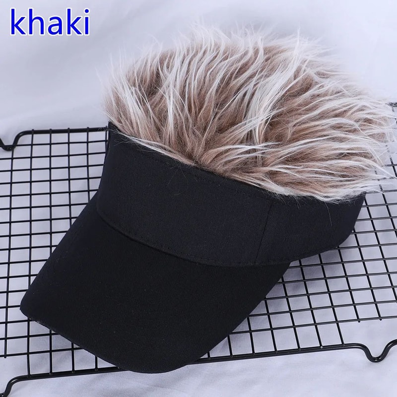 Spiked Hair Visor Cap Adjustable Sun Visor Hat With Realistic Fake Hair 7
