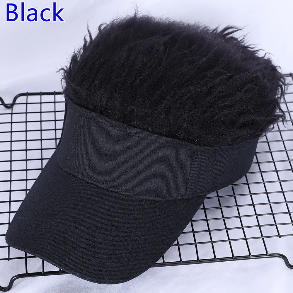 Spiked Hair Visor Cap Adjustable Sun Visor Hat With Realistic Fake Hair 10