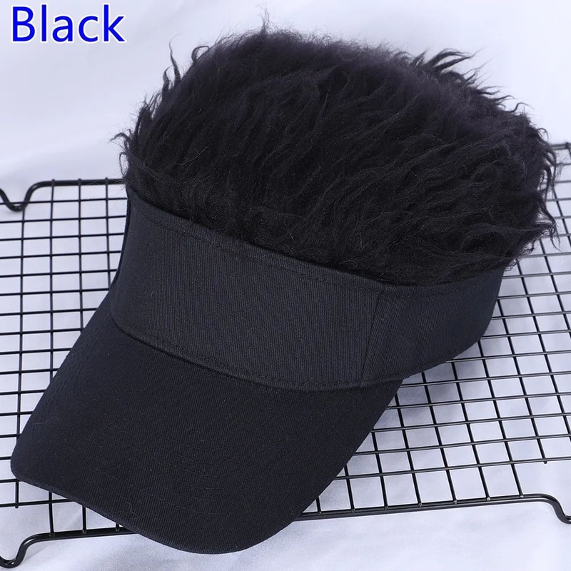 Spiked Hair Visor Cap Adjustable Sun Visor Hat With Realistic Fake Hair 10