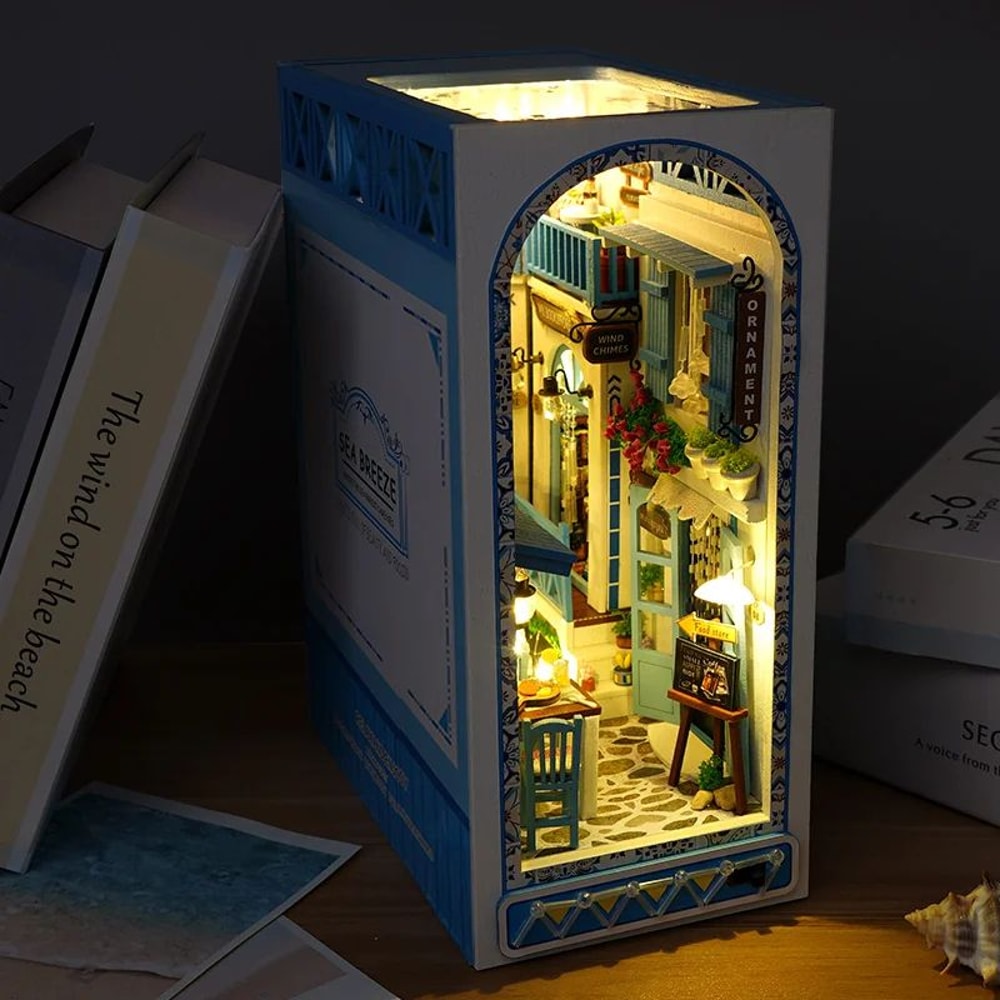 DIY Book Nook Miniature Kit 3D Bookshelf Insert Model Decor 5