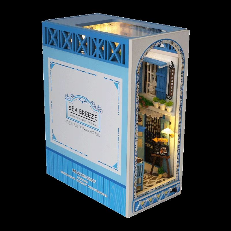 DIY Book Nook Miniature Kit 3D Bookshelf Insert Model Decor 6