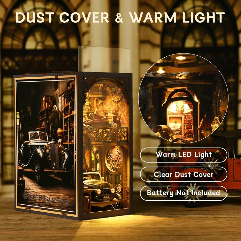 Classic Car F1 DIY Book Nook Kit Wooden Puzzle Bookshelf Insert Model 4