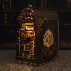 diy dollhouse book nook kit – wooden puzzle bookshelf insert decor