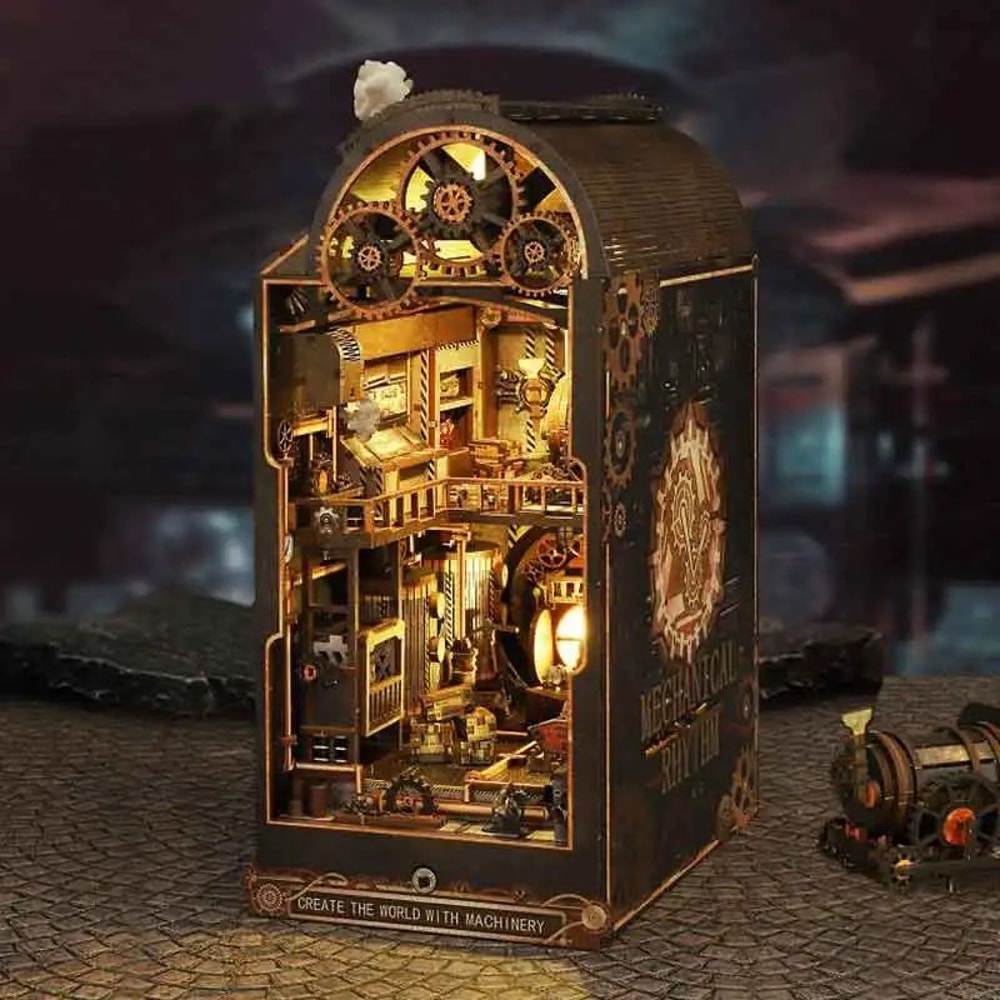 DIY Dollhouse Book Nook Kit Wooden Puzzle Bookshelf Insert Decor 1