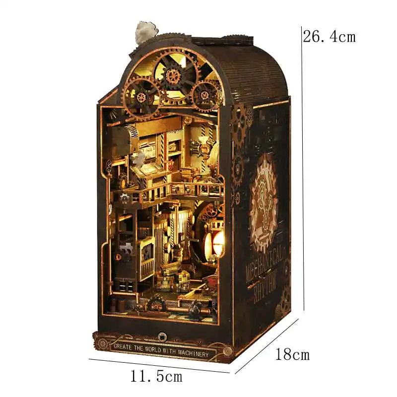 DIY Dollhouse Book Nook Kit Wooden Puzzle Bookshelf Insert Decor 4