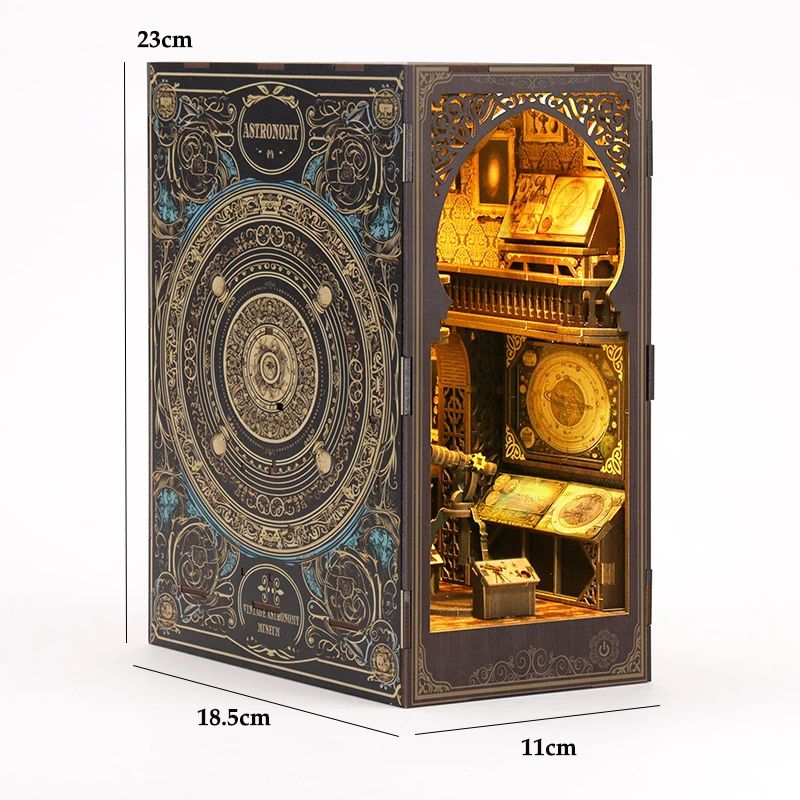 DIY Dollhouse Book Nook Kit Wooden Puzzle Bookshelf Insert Decor 24