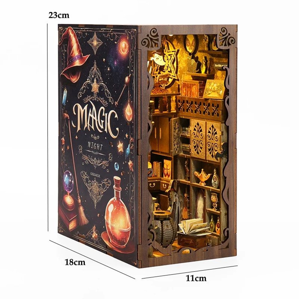 DIY Dollhouse Book Nook Kit Wooden Puzzle Bookshelf Insert Decor 25