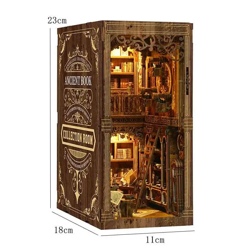 DIY Dollhouse Book Nook Kit Wooden Puzzle Bookshelf Insert Decor 28
